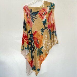 Colleen Lopez Floral Shawl Sweater Wrap One Size Asymmetric Boho Chic Lagenlook